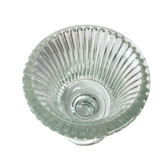 Vintage Clear Ribbed Footed Glass Candle Holder or Oyster Glass - Picture 5 of 6